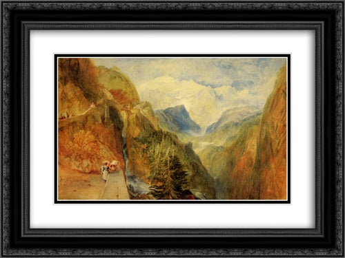 Mont Blanc from Fort Roch, Val D'Aosta 24x18 Black Ornate Wood Framed Art Print Poster with Double Matting by Turner, Joseph Mallord William