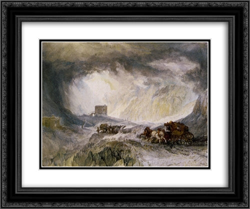 Passage of Mount Cenis 24x20 Black Ornate Wood Framed Art Print Poster with Double Matting by Turner, Joseph Mallord William