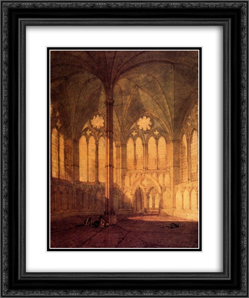 The Chapter House, Salisbury Chathedral 20x24 Black Ornate Wood Framed Art Print Poster with Double Matting by Turner, Joseph Mallord William