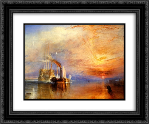 The Fighting 'Temeraire' tugged to her last Berth to be broken up 24x20 Black Ornate Wood Framed Art Print Poster with Double Matting by Turner, Joseph Mallord William