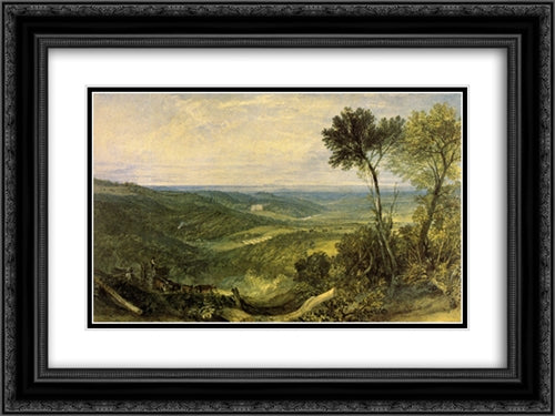 The Vale of Ashburnham 24x18 Black Ornate Wood Framed Art Print Poster with Double Matting by Turner, Joseph Mallord William
