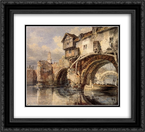Welsh Bridge at Shrewsbury 22x20 Black Ornate Wood Framed Art Print Poster with Double Matting by Turner, Joseph Mallord William