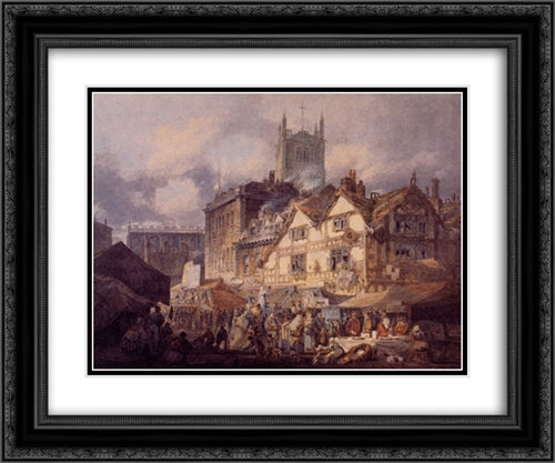 Woolverhampton, Staffordshire 24x20 Black Ornate Wood Framed Art Print Poster with Double Matting by Turner, Joseph Mallord William