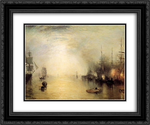 Keelmen heaving in coals by night 24x20 Black Ornate Wood Framed Art Print Poster with Double Matting by Turner, Joseph Mallord William