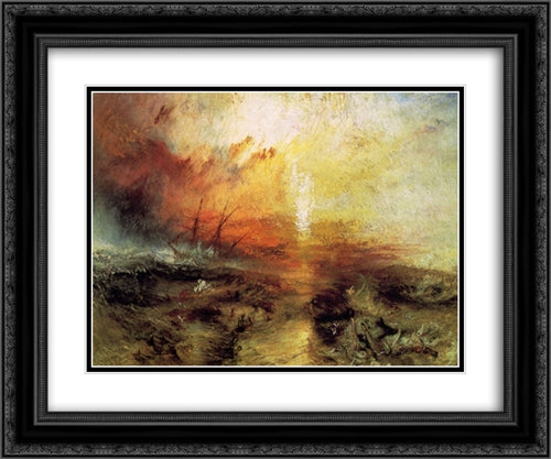 The Slave Ship 24x20 Black Ornate Wood Framed Art Print Poster with Double Matting by Turner, Joseph Mallord William