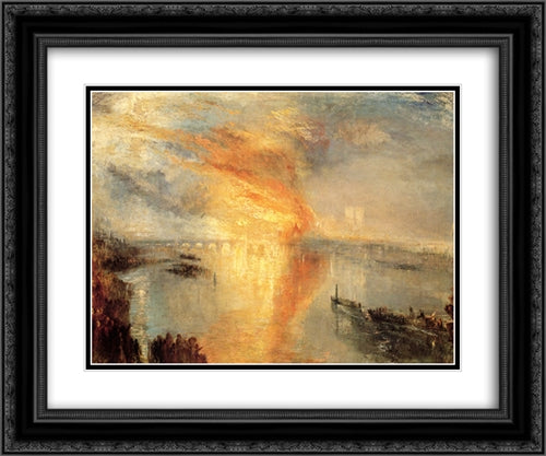 The Burning of the Houses of Parliament 24x20 Black Ornate Wood Framed Art Print Poster with Double Matting by Turner, Joseph Mallord William