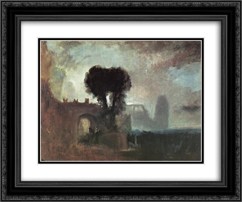 Archway with Trees by the Sea 24x20 Black Ornate Wood Framed Art Print Poster with Double Matting by Turner, Joseph Mallord William