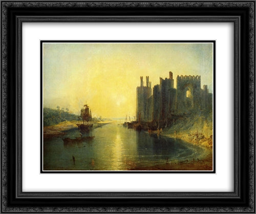 Caernarvon Castle 24x20 Black Ornate Wood Framed Art Print Poster with Double Matting by Turner, Joseph Mallord William