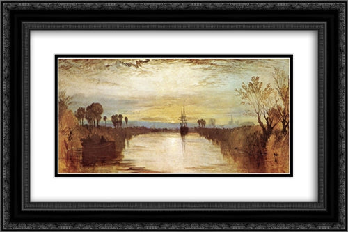 Chichester Canal 24x16 Black Ornate Wood Framed Art Print Poster with Double Matting by Turner, Joseph Mallord William