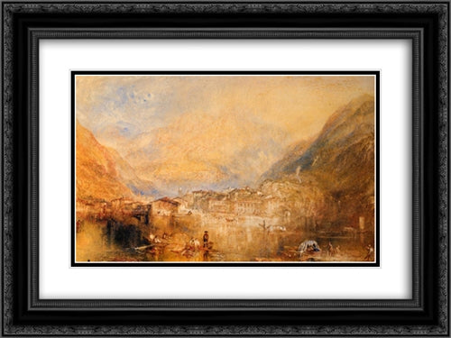Dartmouth Castle, on the River Dart 24x18 Black Ornate Wood Framed Art Print Poster with Double Matting by Turner, Joseph Mallord William