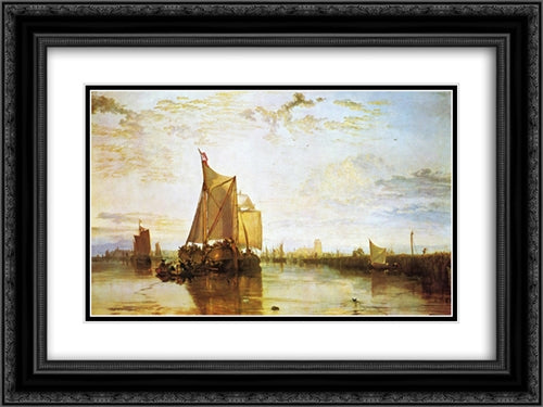 Dort, the Dort Packet'Boat from Rotterdam Bacalmed 24x18 Black Ornate Wood Framed Art Print Poster with Double Matting by Turner, Joseph Mallord William