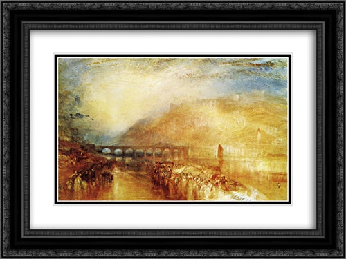 Heidelberg 24x18 Black Ornate Wood Framed Art Print Poster with Double Matting by Turner, Joseph Mallord William
