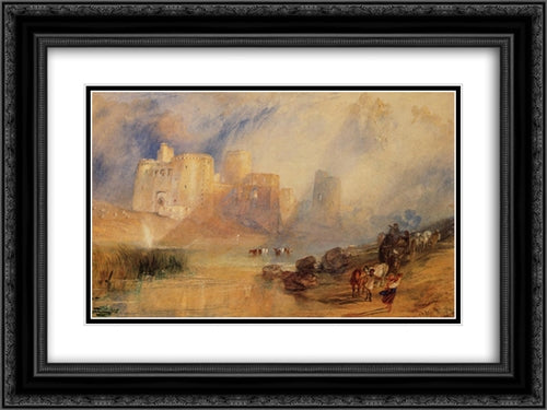 Kidwelly Castle 24x18 Black Ornate Wood Framed Art Print Poster with Double Matting by Turner, Joseph Mallord William