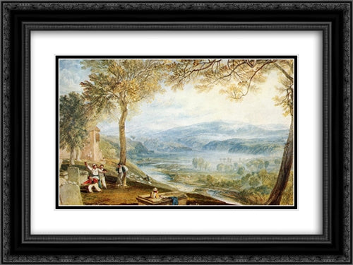 Kirby Londsale Churchyard 24x18 Black Ornate Wood Framed Art Print Poster with Double Matting by Turner, Joseph Mallord William