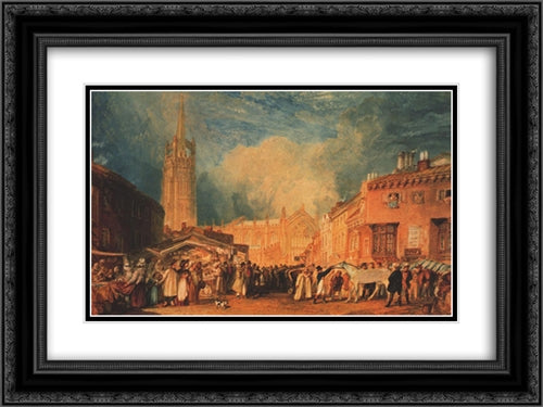 Louth, Lincolnshire 24x18 Black Ornate Wood Framed Art Print Poster with Double Matting by Turner, Joseph Mallord William