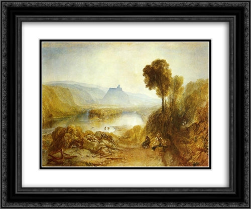 Prudhoe Castle, Northumberland 24x20 Black Ornate Wood Framed Art Print Poster with Double Matting by Turner, Joseph Mallord William
