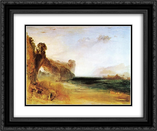 Rocky Bay with Figures 24x20 Black Ornate Wood Framed Art Print Poster with Double Matting by Turner, Joseph Mallord William