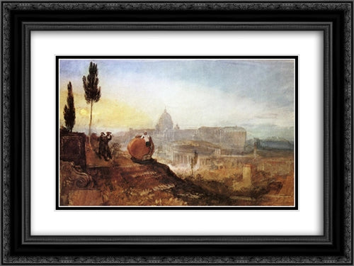 Rome: St. Peter's from the Villa Barberini 24x18 Black Ornate Wood Framed Art Print Poster with Double Matting by Turner, Joseph Mallord William