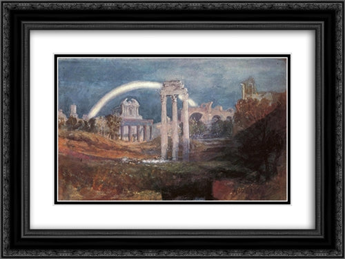 Rome: The Forum with a Rainbow 24x18 Black Ornate Wood Framed Art Print Poster with Double Matting by Turner, Joseph Mallord William