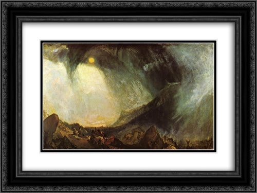 Snow Storm: Hannibal and His Army Crossing the Alps 24x18 Black Ornate Wood Framed Art Print Poster with Double Matting by Turner, Joseph Mallord William