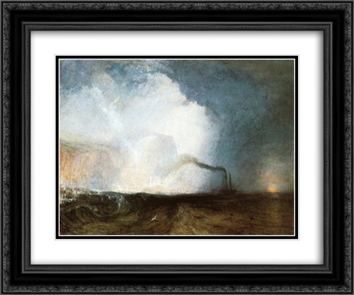 Staffa, Fingal's Cave 24x20 Black Ornate Wood Framed Art Print Poster with Double Matting by Turner, Joseph Mallord William