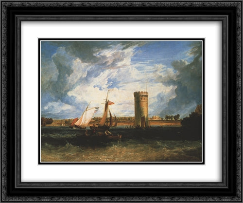 Tabley, the Seat of Sir J.F. Leicester 24x20 Black Ornate Wood Framed Art Print Poster with Double Matting by Turner, Joseph Mallord William