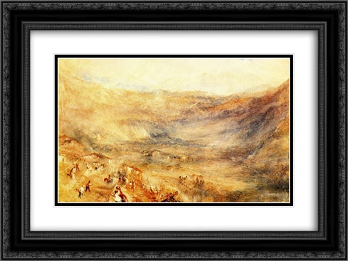 The Brunig Pass, from Meringen 24x18 Black Ornate Wood Framed Art Print Poster with Double Matting by Turner, Joseph Mallord William
