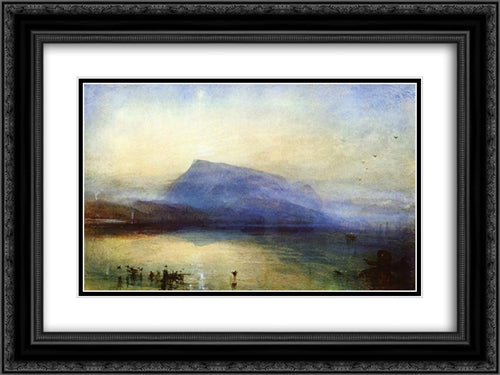 The Blue Rigi: Lake of Lucerne ' Sunrise 24x18 Black Ornate Wood Framed Art Print Poster with Double Matting by Turner, Joseph Mallord William