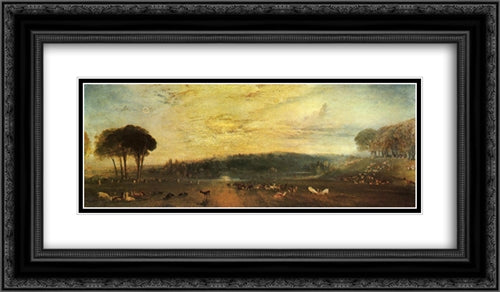 The Lake, Petworth: sunset, fighting bucks 24x14 Black Ornate Wood Framed Art Print Poster with Double Matting by Turner, Joseph Mallord William