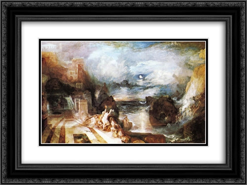 The Parting of Hero and Leander ' from the Greek of Musaeus 24x18 Black Ornate Wood Framed Art Print Poster with Double Matting by Turner, Joseph Mallord William