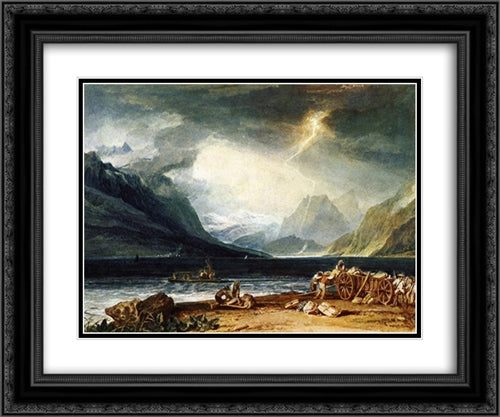 The Lake of Thun, Switzerland 24x20 Black Ornate Wood Framed Art Print Poster with Double Matting by Turner, Joseph Mallord William