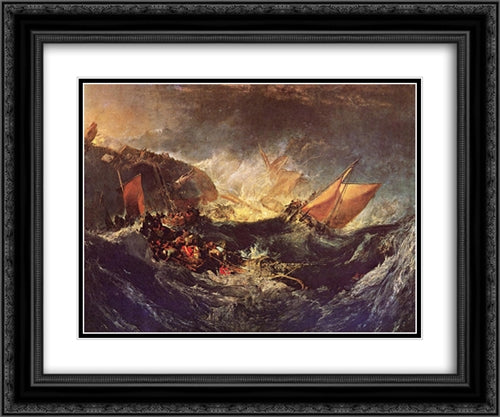 The Wreck of a Transport Ship 24x20 Black Ornate Wood Framed Art Print Poster with Double Matting by Turner, Joseph Mallord William
