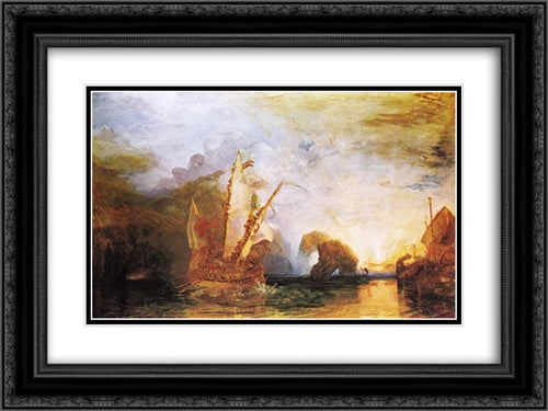 Ulysses Deriding Polyphemus ' Homer's Odyssey 24x18 Black Ornate Wood Framed Art Print Poster with Double Matting by Turner, Joseph Mallord William