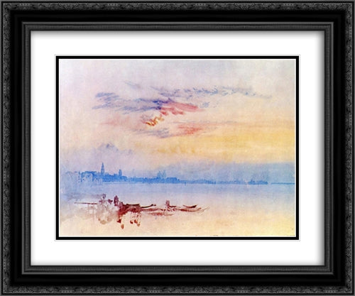 Venice, Looking East from the Guidecca: Sunrise 24x20 Black Ornate Wood Framed Art Print Poster with Double Matting by Turner, Joseph Mallord William