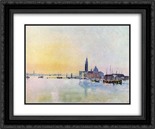 Venice, San Guirgio from the Dogana: Sunrise 24x20 Black Ornate Wood Framed Art Print Poster with Double Matting by Turner, Joseph Mallord William
