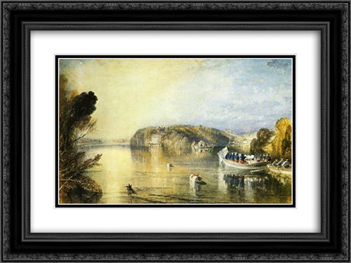 Virginia Water 24x18 Black Ornate Wood Framed Art Print Poster with Double Matting by Turner, Joseph Mallord William