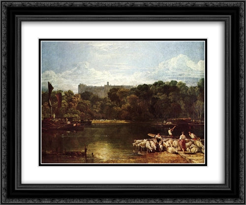 Windsor Castle from the Thames 24x20 Black Ornate Wood Framed Art Print Poster with Double Matting by Turner, Joseph Mallord William