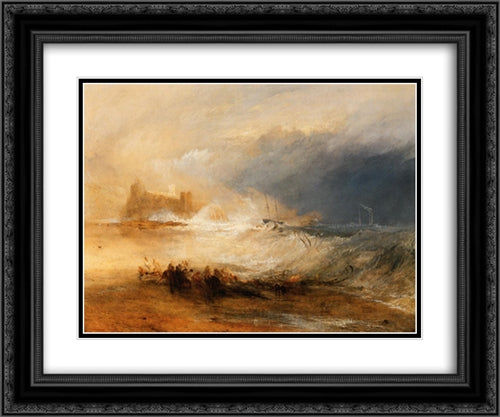 Wreckers ' Coast of Northumberland 24x20 Black Ornate Wood Framed Art Print Poster with Double Matting by Turner, Joseph Mallord William