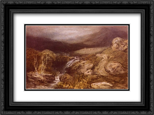 Mountain Stream, Coniston 24x18 Black Ornate Wood Framed Art Print Poster with Double Matting by Turner, Joseph Mallord William