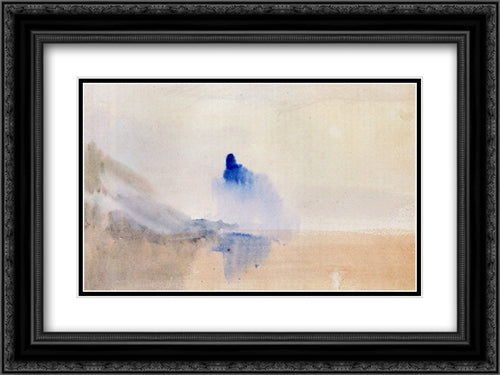 Study Of A Castle By A Lake 24x18 Black Ornate Wood Framed Art Print Poster with Double Matting by Turner, Joseph Mallord William