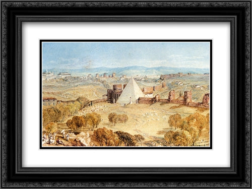 Rome From Monte Testaccio 24x18 Black Ornate Wood Framed Art Print Poster with Double Matting by Turner, Joseph Mallord William