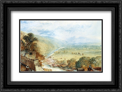 Ingleborough From The Terrace Of Hornby Castle 24x18 Black Ornate Wood Framed Art Print Poster with Double Matting by Turner, Joseph Mallord William