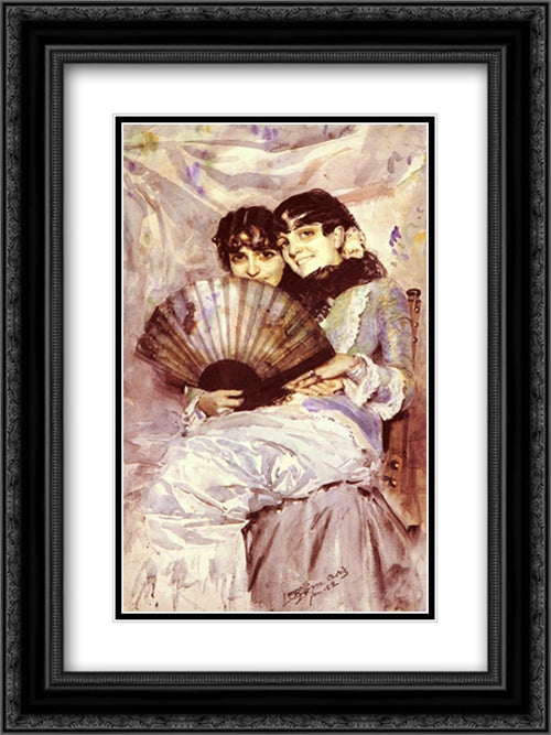 Kusineria 18x24 Black Ornate Wood Framed Art Print Poster with Double Matting by Zorn, Anders