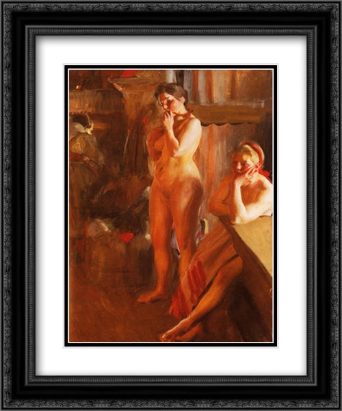 Eldsken 20x24 Black Ornate Wood Framed Art Print Poster with Double Matting by Zorn, Anders