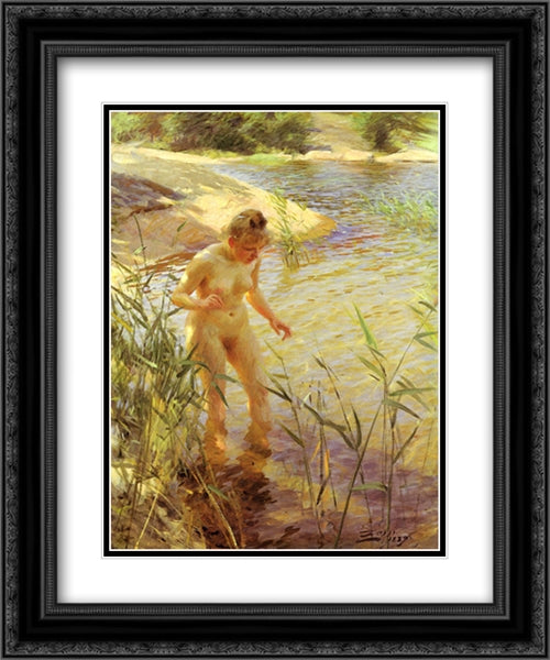 Reflexions 20x24 Black Ornate Wood Framed Art Print Poster with Double Matting by Zorn, Anders