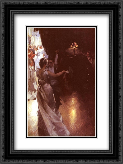 Valsen 18x24 Black Ornate Wood Framed Art Print Poster with Double Matting by Zorn, Anders