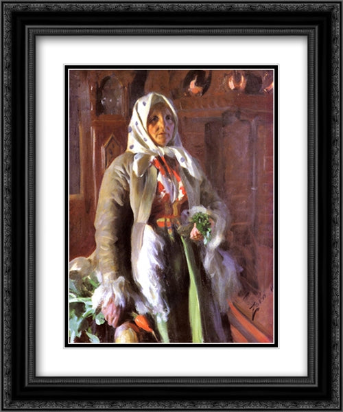 Mona 20x24 Black Ornate Wood Framed Art Print Poster with Double Matting by Zorn, Anders