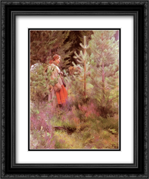 Vallkulla 20x24 Black Ornate Wood Framed Art Print Poster with Double Matting by Zorn, Anders