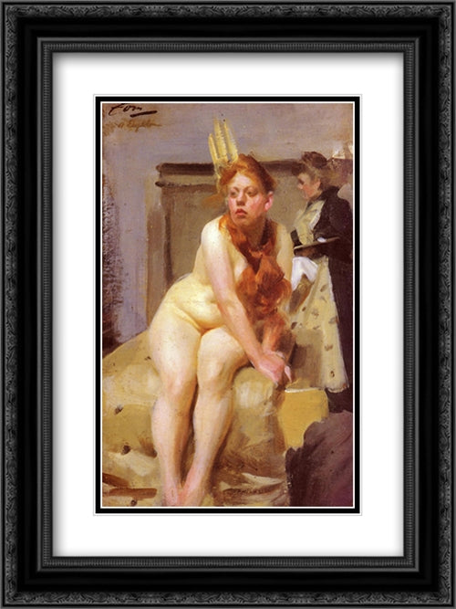 I Ateljen 18x24 Black Ornate Wood Framed Art Print Poster with Double Matting by Zorn, Anders