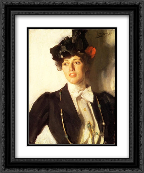 Martha Dana 20x24 Black Ornate Wood Framed Art Print Poster with Double Matting by Zorn, Anders